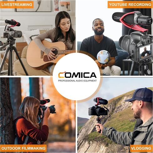 comica CVM-V30 PRO Camera Microphone Electric Super-Cardioid Directional Condenser Shotgun Video Microphone for Canon Nikon Sony Panasonic DSLR Camera with 3.5mm Jack (Black) in Kuwait