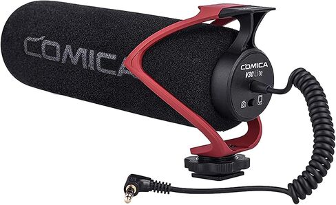 COMICA CVM-V30 LITE Video Microphone,Super-Cardioid Condenser On-Camera Shotgun Microphone for Canon Nikon Sony Panasonic DSLR Cameras,Mic for iPhone Android Smartphone with 3.5mm Jack(Red) in Kuwait