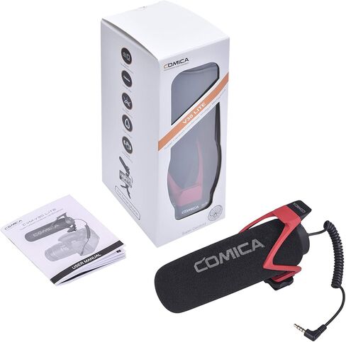 COMICA CVM-V30 LITE Video Microphone,Super-Cardioid Condenser On-Camera Shotgun Microphone for Canon Nikon Sony Panasonic DSLR Cameras,Mic for iPhone Android Smartphone with 3.5mm Jack(Red) in Kuwait