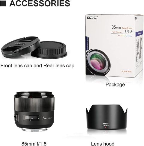Meike 85mm F1.8 Auto Focus Full Frame Large Aperture Lens Compatible with Nikon F Mount DSLR Cameras D850 D750 D780 D610 D3200 D3300 D3400 D3500 D5500 D5600 D5300 D5100 D7200 and Other F Mount Cameras in Kuwait