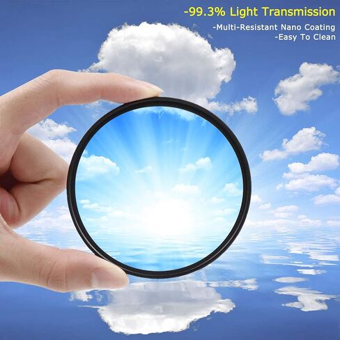 58mm UV Protective Filter, 28-Layer Multi-Resistant Nano Coated | Ultra Slim, German Optics, Weather-Sealed, HD Clear Glass Ultra Violet Filter, Camera Lens Protector with Lens Cloth in Saudi Arabia
