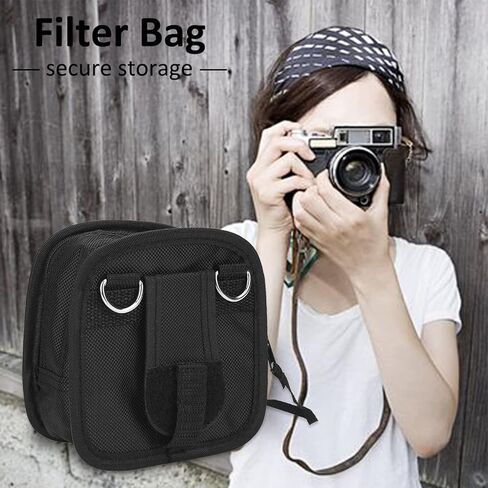 Dpofirs 9 Slots Filter Bag Nylon Case Wallet Pouch Camera Accessory with Shoulder Strap,Filter Bag,Lens Filter Carry Case Bag with Shoulder Strap,for Filter, Filter Holder,Lens Adapter Ring in Kuwait