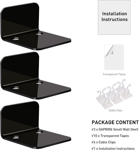 OAPRIRE Small Floating Wall Shelf Set of 3, 4" White Acrylic for Monitors in Kuwait