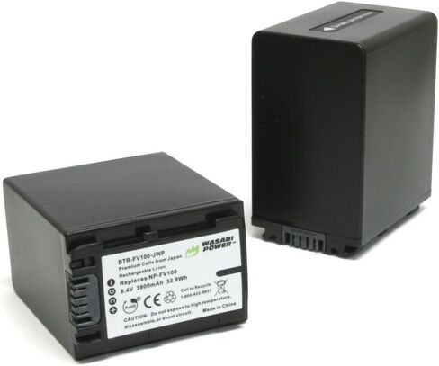 واسابي باور بطارية (قطعتان) وشاحن لسوني NP-FV100 وسوني DCR-SR15, SR21, SR68, SR88, SX15, SX21, SX44, SX45, SX63, SX65, SX83, SX85, FDR-AX100, HDR-CX105, CX115, CX13, CX13, 0، CX150، CX155 in Kuwait