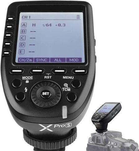 Godox Wireless Flash Trigger Transmitter - XPro-S Compatible with Sony Cameras,TTL 2.4G High-Speed Sync,1/8000s HSS 01-99 Wireless ID,LCD Screen,5 Dedicated Group 11 Customizable Functions in Kuwait