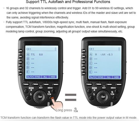 Godox Wireless Flash Trigger Transmitter - XPro-S Compatible with Sony Cameras,TTL 2.4G High-Speed Sync,1/8000s HSS 01-99 Wireless ID,LCD Screen,5 Dedicated Group 11 Customizable Functions in Kuwait