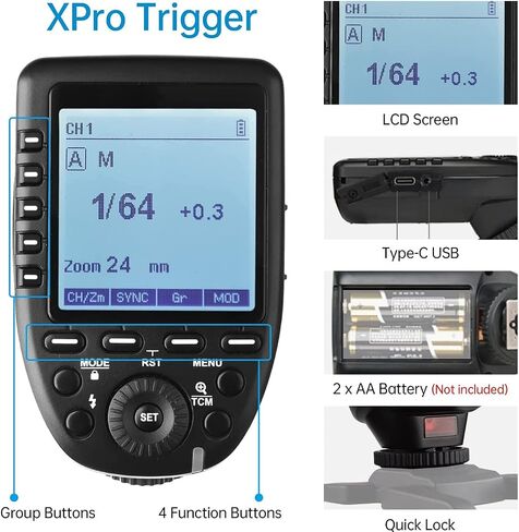 Godox X2T-S 2.4G Wireless Flash Trigger with TTL HSS 1/8000s Group Function Bluetooth Connection, Quick Lock hot-Shoe in Kuwait