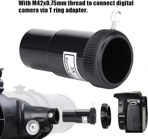 3X Barlow Lens, 3X Astronomical Telescope Eyepieces Barlow Lens with M42x0.75mm Thread, T Ring Adapter for 24.5mm Astronomical Telescope/Digital Camera in Saudi Arabia