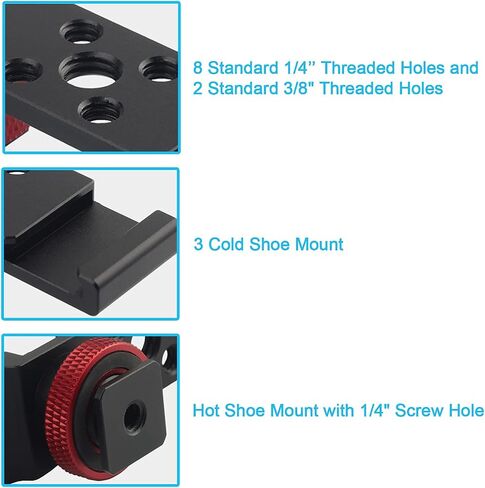 Fotoconic Hot Shoe Extension Bar Mount, Triple Cold Shoe Extension Flash Bracket, Compatible with Nikon Canon Sony Olympus DSLR Camera, Microphone, Led Video Light, Camcorder DV in Saudi Arabia