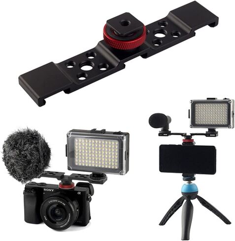 Fotoconic Hot Shoe Extension Bar Mount, Triple Cold Shoe Extension Flash Bracket, Compatible with Nikon Canon Sony Olympus DSLR Camera, Microphone, Led Video Light, Camcorder DV in Saudi Arabia