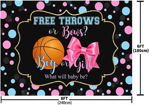 MEHOFOND 7x5ft Free Throws or Bows Gender Reveal Backdrop Basketball Gender Reveal Baby Shower Party Decorations Supplies Reveal Photography Background Banner Cake Table Studio Photo Props in Kuwait