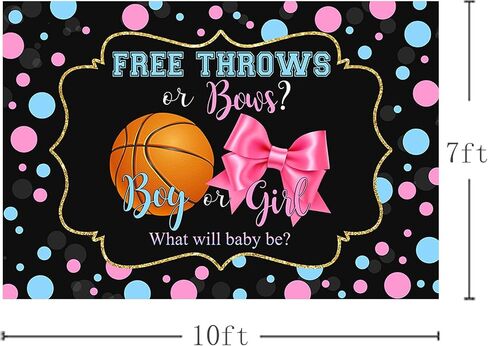 MEHOFOND 7x5ft Free Throws or Bows Gender Reveal Backdrop Basketball Gender Reveal Baby Shower Party Decorations Supplies Reveal Photography Background Banner Cake Table Studio Photo Props in Kuwait
