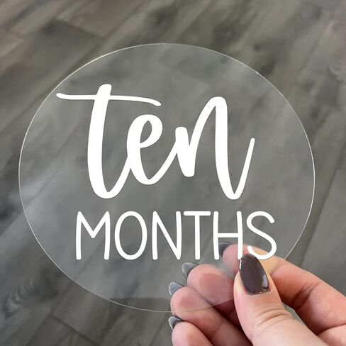 Acrylic Baby Milestone Discs for Baby Photos-13 PCS Clear Acrylic Baby Monthly Milestone Cards Baby Monthly Photo Prop Newborn Birth Announcement Sign Acrylic Circles Baby Monthly Milestone Marker in Kuwait
