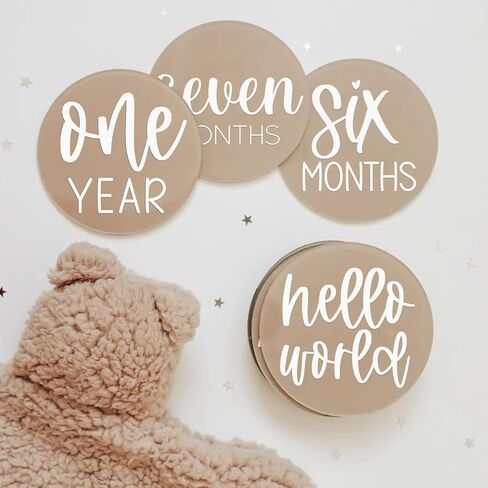 Acrylic Baby Milestone Discs for Baby Photos-13 PCS Clear Acrylic Baby Monthly Milestone Cards Baby Monthly Photo Prop Newborn Birth Announcement Sign Acrylic Circles Baby Monthly Milestone Marker in Kuwait