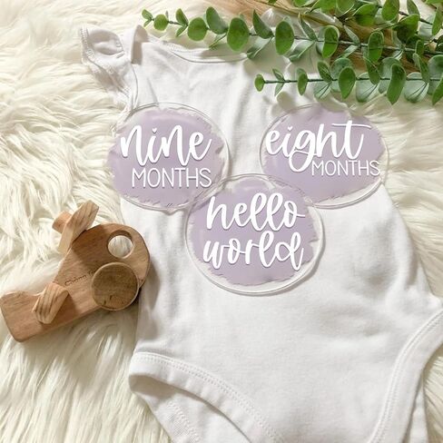 Acrylic Baby Milestone Discs for Baby Photos-13 PCS Clear Acrylic Baby Monthly Milestone Cards Baby Monthly Photo Prop Newborn Birth Announcement Sign Acrylic Circles Baby Monthly Milestone Marker in Kuwait