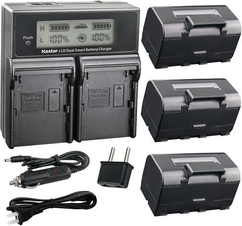 Kastar Battery 2 Pack and LCD Dual Fast Charger for Topcon BT-65Q, Topcon BC-30 BC-30D BT-30, Topcon Total Stations FC-200 FC-2200 FC-2500 GPT-7000i GTS-750 GTS-751 GPT-7500 GTS-900 GPT-9000 in Kuwait