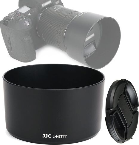 JJC LH-ET77 Black Dedicated Bayonet Mount Lens Hood Shade, Compatible with Canon RF 85mm f/2 Macro is STM Lense, Reversible Non-Glare Matte Finish, Replacement of ET-77 Lens Hood in Saudi Arabia