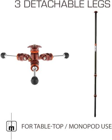 3 Legged Thing Pro Range 2.0 Winston 2.0 Carbon Fibre Tripod System - Adjustable Camera Tripod with 3 Counterfold Detachable Legs for Monopod Conversion - Earth Bronze (WINSTON2) in Saudi Arabia