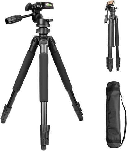 64.5 inch Travel Portable Tripod- Compatible with SLR Cameras, Cell Phones, Binoculars, Spotting Scopes, Monoculars in Saudi Arabia