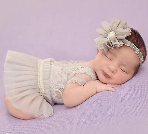 Newborn Photography Outfits Headband & Romper for Baby Girls Photography in Saudi Arabia