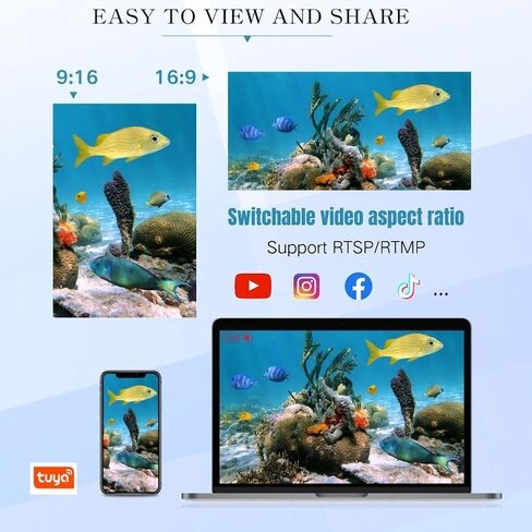 Underwater Camera POE 5MP CMOS lens 100° Wide-angle Sea Stainless Steel with Fill Light IP68 Waterproof Camera for 24/7 koi pond with 32ft Cable in Kuwait