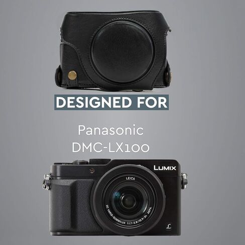 ميغا جير حقيبة حماية جلدية للكاميرا، حقيبة باناسونيك لوميكس LX100، كاميرا DMC-LX100 (أسود،موديل: MG661) in Kuwait