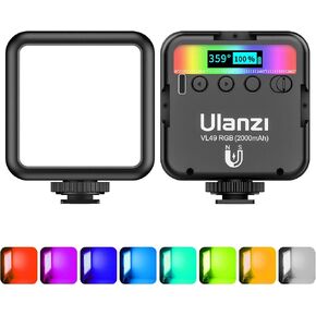 Ulanzi VL49 Led Video Light w 3 Cold Shoe, Ulanzi VL49 RGB Video Lights, LED Camera Light 360° Full Color Portable Photography Lighting CRI 95+ 2500-9000K 2000mAh Rechargeable in Kuwait