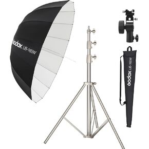 Godox UB-130S 39in 130cm Parabolic Inner White Reflec Umbrella Studio Light Umbrell,Diffuser Cover Cloth with 2.8M Stainless Steel Light Stand,Metal Block Type-D (UB-130S KIT)