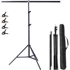 Meking Adjustable T-Shaped Backdrop Stand with Carry Bag&4 Heavy Duty Clamp | Small Backdrop Holder Foldable T-Shape Background Support Stand,5x6.5ft in Saudi Arabia