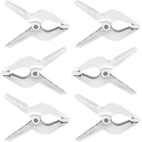 LimoStudio (6 pcs) 4.5 inch White Spring Clamps for Studio, Canvas, Muslin, Paper, Backdrop, Background, Wood Work, Strong Clamping Clip & Flexible Movable Teeth, Comfortable Grip, AGG3355