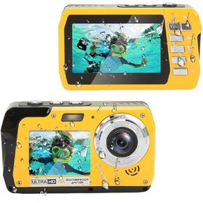Waterproof Digital Camera, 10ft Underwater Cameras Full HD 4K 56MP Video Recorder Selfie Dual Screens with 18X Digital Zoom, Flashlight, for Snorkeling, Surfing, Swimming in Kuwait
