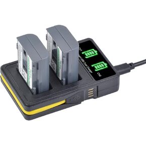 Tectra 2-Pack NB-2L NB-2LH Battery and LED Dual Charger for Canon PowerShot G7 G9 S30 S40 S45 S50 S60 S70 S80 DC410 DC420 VIXIA HF EOS 400D 350D Rebel XTi XT Cameras in Kuwait