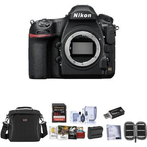 هيكل كاميرا Nikon D850 DSLR - حزمة مع بطاقة SDXC U3 سعة 64 جيجابايت، وحقيبة الكاميرا، وبطارية احتياطية، ومجموعة التنظيف، ومحفظة الذاكرة، وقارئ البطاقات، وحزمة برامج Mac لواقي الشاشة الزجاجي in Kuwait
