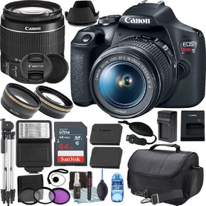 Camera Bundle for Canon EOS Rebel T7 with EF-S 18-55 mm f/3.5-5.6 is II + Accessories Bundle (64GB, 50in Tripod, Extra Battery, and More) in Saudi Arabia