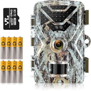 Hawkray Trail Camera 30MP 2K,Game Camera with Wide-Angle Motion Latest Sensor View 0.2s Trigger Speed 8 Batteries and 32GB SD Card 2'' HD TFT Screen Waterproof Cam for Wildlife Monitoring in Kuwait