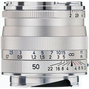 عدسة كاميرا ZEISS Ikon Planar T* ZM 2/50 القياسية لكاميرات Leica M-Mount Rangefinder، فضي in Kuwait