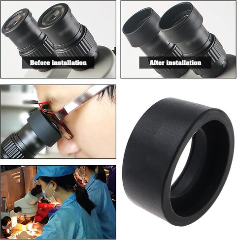 4PCS Eyepiece Cover for 32-36mm Stereo Microscope Eyepieces Soft Rubber Eyepiece Eye Guards Cups Shield 2PCS Oblique Angle & 2PCS Flat Angle Black in Saudi Arabia