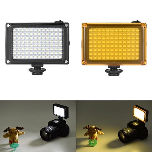 إضاءة LED للفيديو على الكاميرا من Aoonar لكاميرات الفيديو Canon Nikon Sony DSLR، لوحة إضاءة بمرشحات بيضاء وبرتقالية، مع بطارية قابلة لإعادة الشحن 2500 مللي أمبير في الساعة in Saudi Arabia