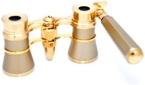 Finissimo Optics 3x25 Titanium Finish Opera Glasses with Extendable Handle and Red Reading LED Flashlight / Theater Binoculars / with Gold Trim in Kuwait
