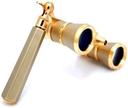 Finissimo Optics 3x25 Titanium Finish Opera Glasses with Extendable Handle and Red Reading LED Flashlight / Theater Binoculars / with Gold Trim in Kuwait