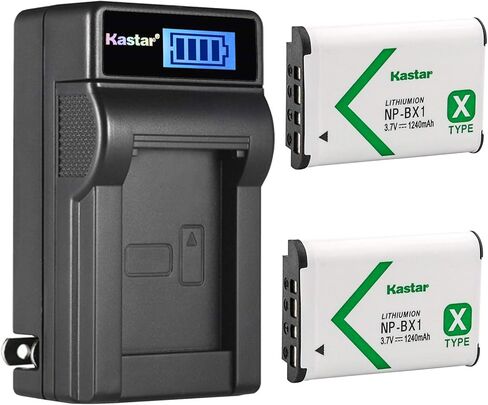 Kastar Battery and LCD Wall Charger Compatible with Sony NP-BX1 and Sony Cyber-shot HDR-AS50R DSC-RX100 VII HDR-CX240E HDR-CX405 HDR-CX440 HDR-GW66 HDR-GWP88 HDR-MV1 HDR-PJ240E HDR-PJ270E HDR-PJ440 in Saudi Arabia