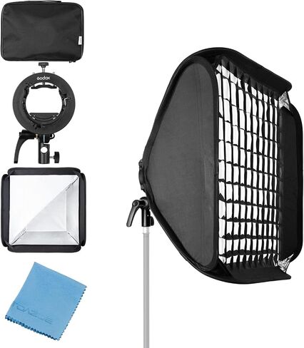 Godox 24"x 24" 60cmx60cm Foldable Universal Softbox with S Style Speedlite Bracket for Flash Bowens Elinchrom Mount Accessories Direction Adjustable in Kuwait