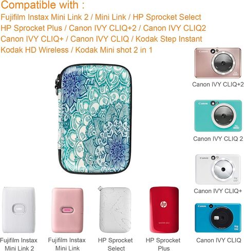 حافظة Fintie لطابعة Fujifilm Instax Mini Link 2، HP Sprocket Select/Plus، Canon Ivy CLIQ/CLIQ+/CLIQ2/CLIQ+2 طابعة كاميرا فورية - حقيبة حمل بهيكل صلب مقاوم للصدمات، Emerald Illusions in Kuwait