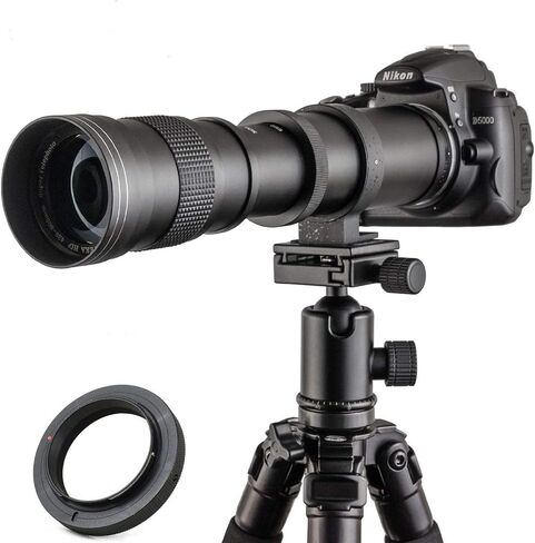JINTU EF/EF-S 420-800mm F8.3 Telephoto Zoom Lens(MF) + T-Mount for Nikon D5600 D5500 D5200 D90 D7500 D3400 D80 D5000 D7200 D750 D850 D3300 D5300 D610 D7100 in Kuwait