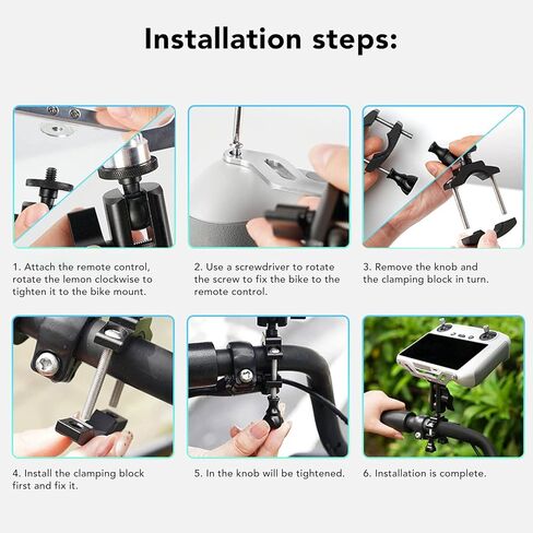 Yuecoom Drone Bike Bracket, Aluminum Alloy Adjustable Drone Bike Riding Stand with Screen Remote Control for DJI Mini 3 Pro in Saudi Arabia