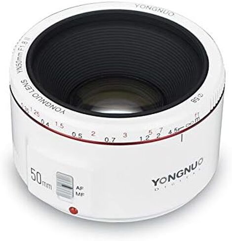 YONGNUO YN50mm F1.8 II,Full Frame Auto Focus Lens for Canon EOS EF Mount Digital SLR Cameras,White in Saudi Arabia