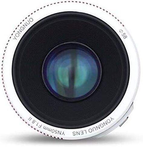 YONGNUO YN50mm F1.8 II,Full Frame Auto Focus Lens for Canon EOS EF Mount Digital SLR Cameras,White in Saudi Arabia