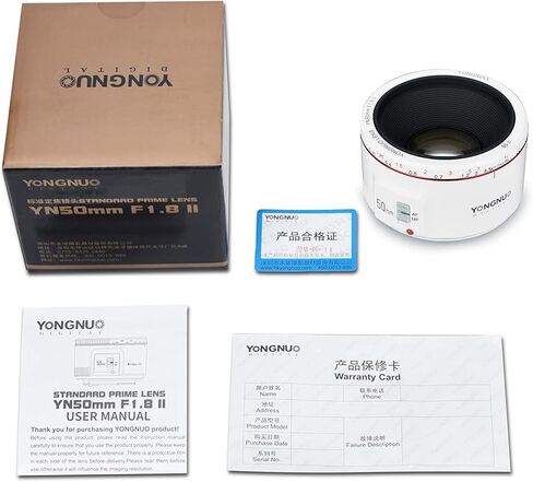 YONGNUO YN50mm F1.8 II,Full Frame Auto Focus Lens for Canon EOS EF Mount Digital SLR Cameras,White in Saudi Arabia