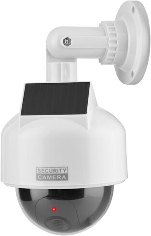 ASHATA Security Camera Dome Dummy Camera Indoor/Outdoor Realistic Solar Waterproof Camera Flashing LED Light for Home/Warehouse/Shops in Saudi Arabia