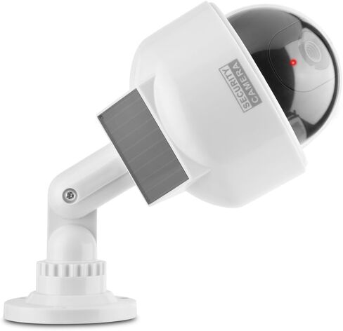 ASHATA Security Camera Dome Dummy Camera Indoor/Outdoor Realistic Solar Waterproof Camera Flashing LED Light for Home/Warehouse/Shops in Saudi Arabia